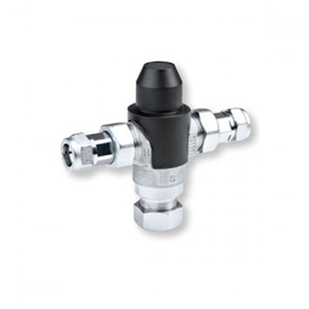 Inta Modern L Mix T Pattern Thermostatic Mixing Valve 22mm - Chrome - 60021CP - TAP 'N' SHOWER