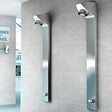 Inta I-Sport Push Button Shower Panel Timed Flow Control and Shower Head Back Inlet - Chrome - SP9207CP