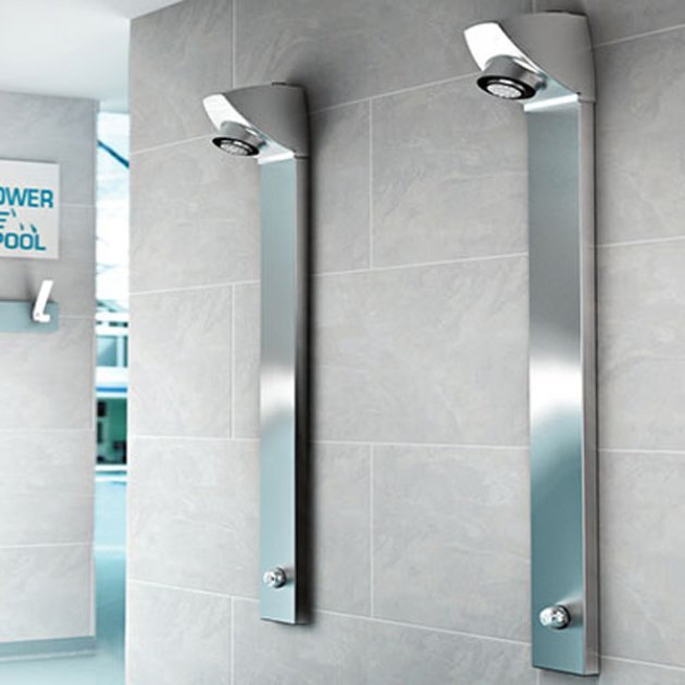 Inta I-Sport Push Button Shower Panel Timed Flow Control and Shower Head Back Inlet - Chrome - SP9207CP