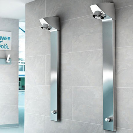 Inta I-Sport Push Button Shower Panel Timed Flow Control and Shower Head Back Inlet - Chrome - SP9207CP