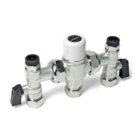 Intamix Test Point Thermostatic Mixing Valve 15mm with Service Valves - White - 400MZ15CP
