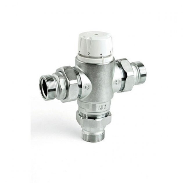 Intamix Pro Thermostatic Mixing Valve 1 1/2 with Screwed Iron - White - 60006CP - TAP 'N' SHOWER