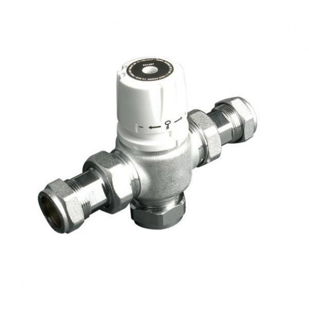 Intamix Low Pressure Thermostatic Mixing Valve with 22mm Compression - White - 60007CP