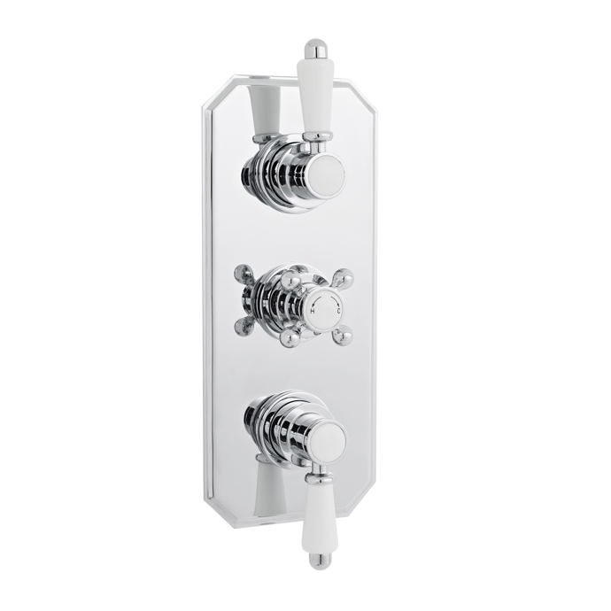 Nuie Triple Handle Thermostatic Victorian Concealed Shower Valve - Chr