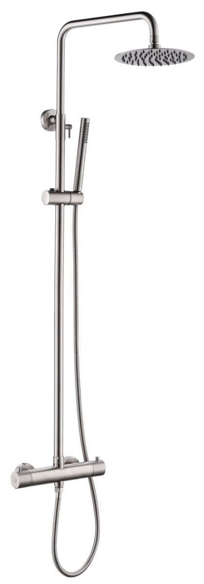 JTP Inox Thermostatic Bar Valve With 2 Outlets Adjustable Riser And Shower Kit - Stainless Steel - IX52819 - TAP 'N' SHOWER