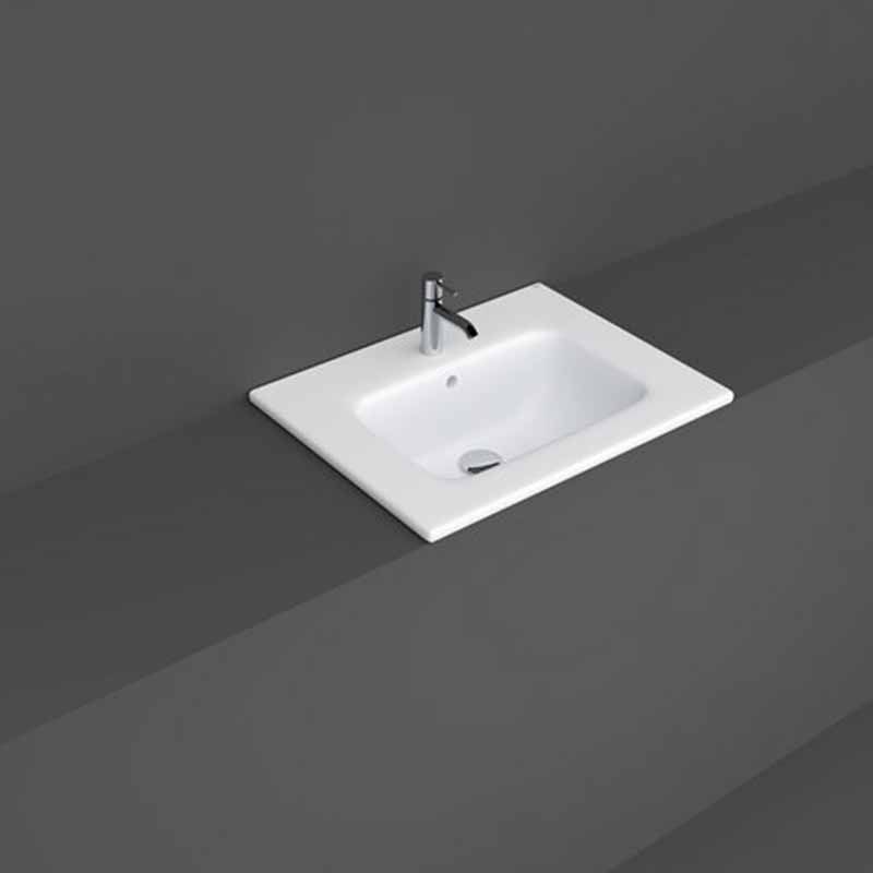 Rak Joy Drop - In Washbasin 1 Tap Hole 600mm - Pure White - JOYDI06101WH - TAP 'N' SHOWER