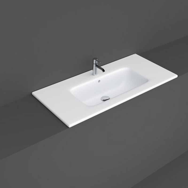 Rak Joy Drop - In Washbasin 1 Tap Hole 100cm - Pure White - JOYDI10101WH - TAP 'N' SHOWER