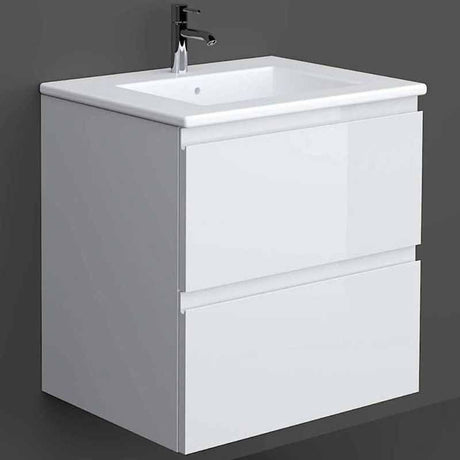 Rak Joy Wall Hung Vanity Unit 600mm - Pure White - JOYWH060PWH - TAP 'N' SHOWER