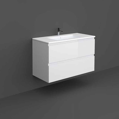 Rak Joy Wall Hung Vanity Unit 1000mm - Pure White - JOYWH100PWH - TAP 'N' SHOWER