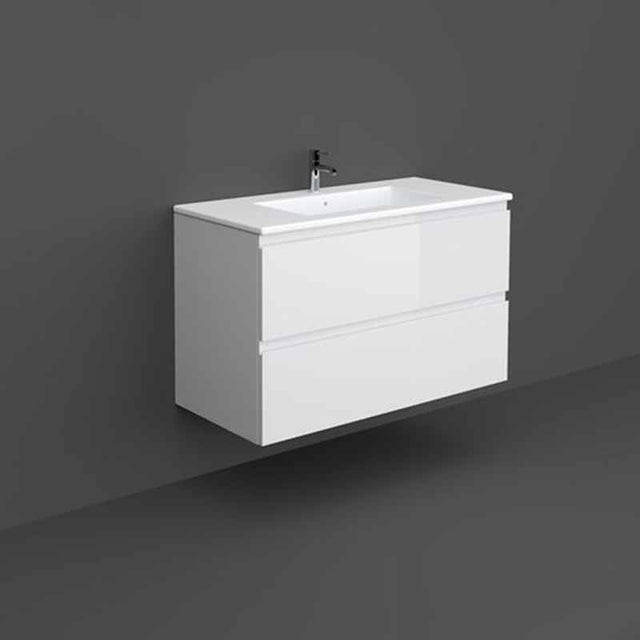 Rak Joy Wall Hung Vanity Unit 1000mm - Pure White - JOYWH100PWH - TAP 'N' SHOWER