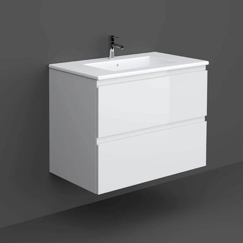 RAK Joy Wall Hung Vanity Unit 800mm - Pure White - JOYWH080PWH - TAP 'N' SHOWER