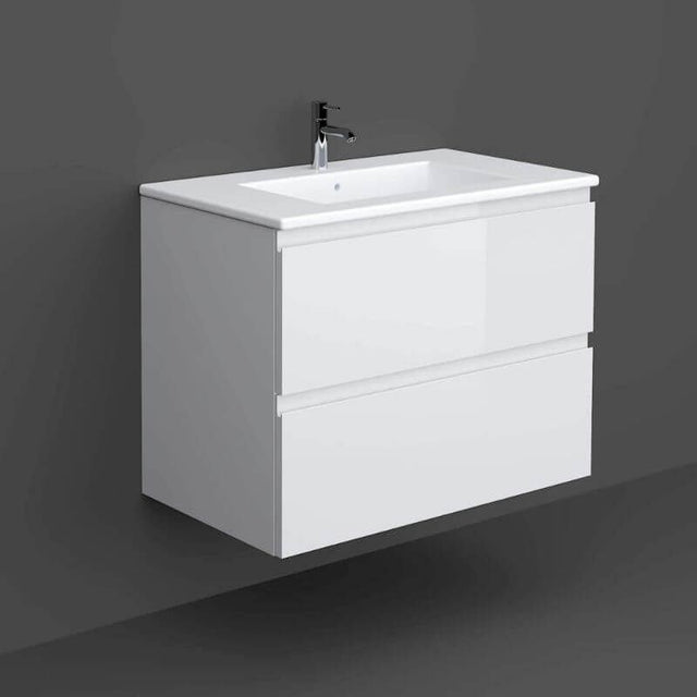 RAK Joy Wall Hung Vanity Unit 800mm - Pure White - JOYWH080PWH - TAP 'N' SHOWER