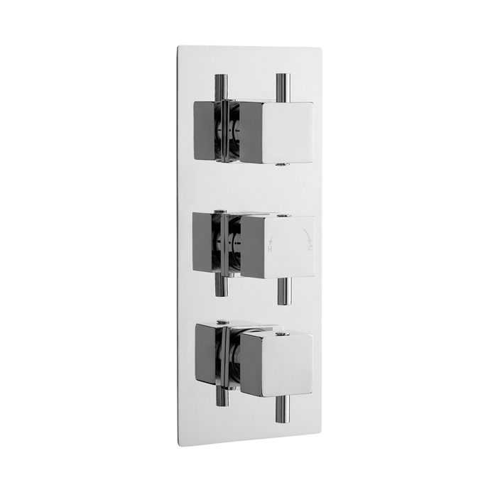 Nuie Triple Handle Volt Concealed Shower Valve Diverter - Chrome - JTY