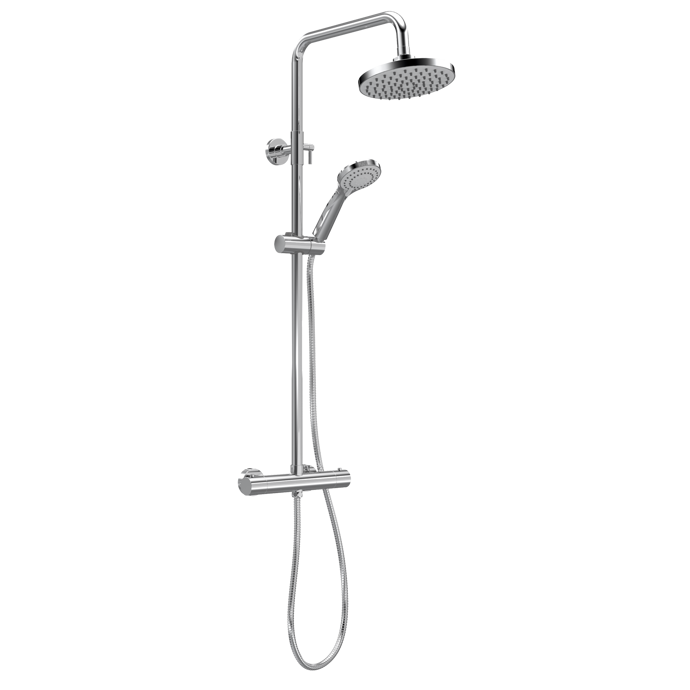 Nuie Complete Showers Chrome Contemporary Thermostatic Bar Shower With