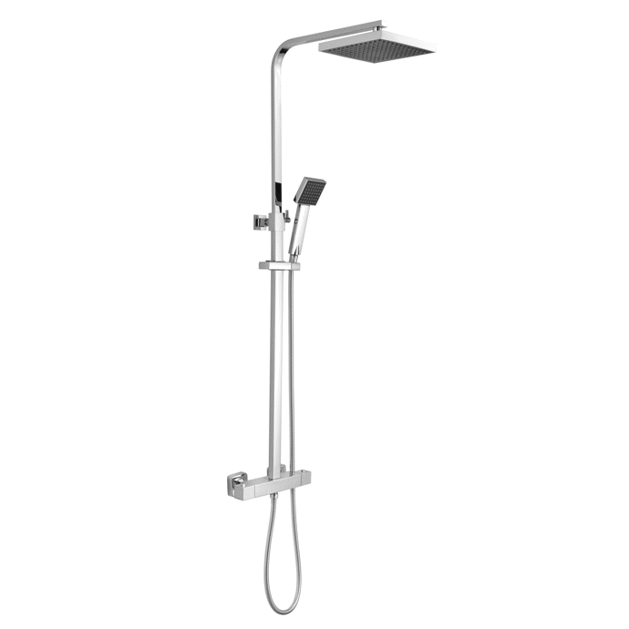 Nuie Complete Showers Chrome Contemporary Thermostatic Bar Shower With