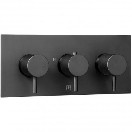 JTP VOS Horizontal Thermostatic Concealed 2 Outlet Shower Valve - Matt Black - 28693AMB