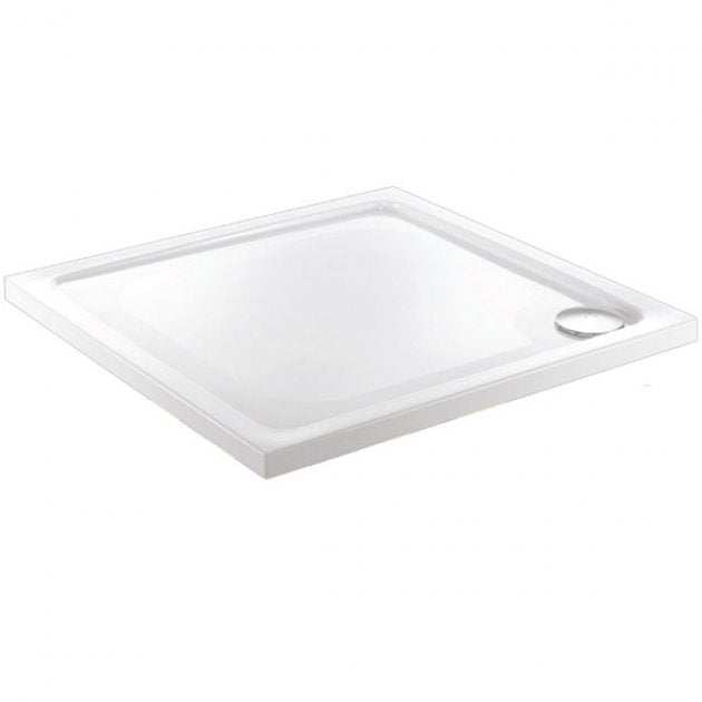 Just Trays JT Fusion 760mm square white anti-slip flat top shower tray with waste
