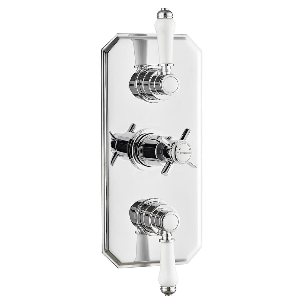 Kartell Klassique Triple Concealed Shower Valve Traditional Handle 2 Way - Chrome - SHO041KL - TAP 'N' SHOWER