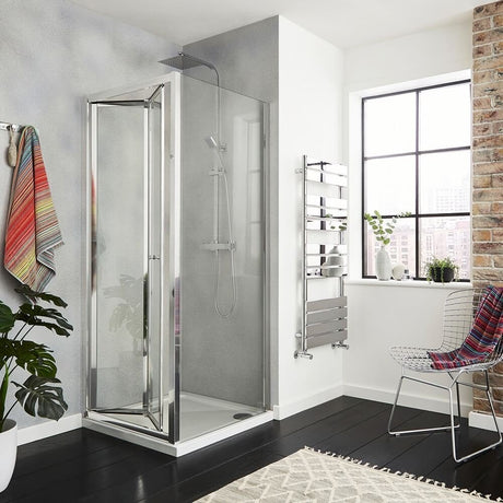 Kartell KV6 900mm Bi - Fold Shower Door 4mm Glass - Chrome - SIX900BF - TAP 'N' SHOWER