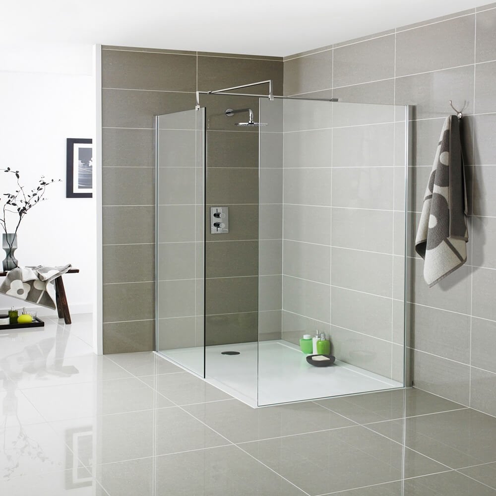 Kartell KV8 Chrome 1200mm Wet Room Shower Screen 8mm Glass - EIGHT1200W - TAP 'N' SHOWER