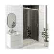 Kartell KV8 Chrome 1600mm sliding shower door with 8mm glass in modern bathroom setting