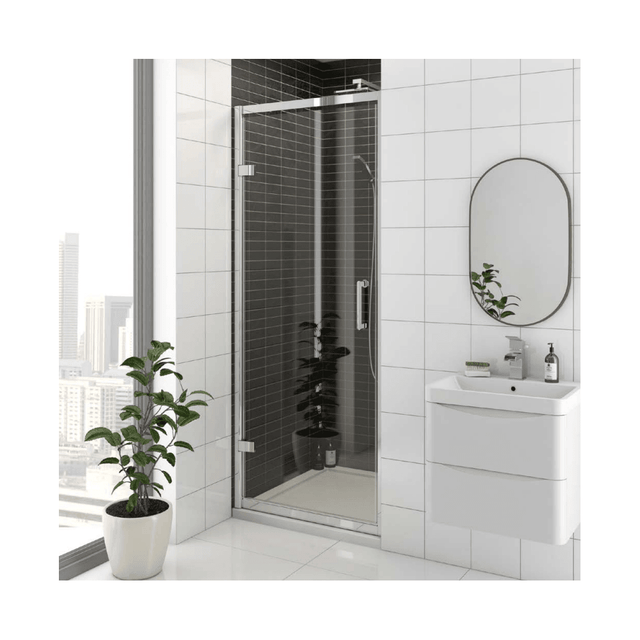 Kartell KV8 Chrome 760mm Hinged Shower Door 8mm Glass - EIGHT760HD - TAP 'N' SHOWER