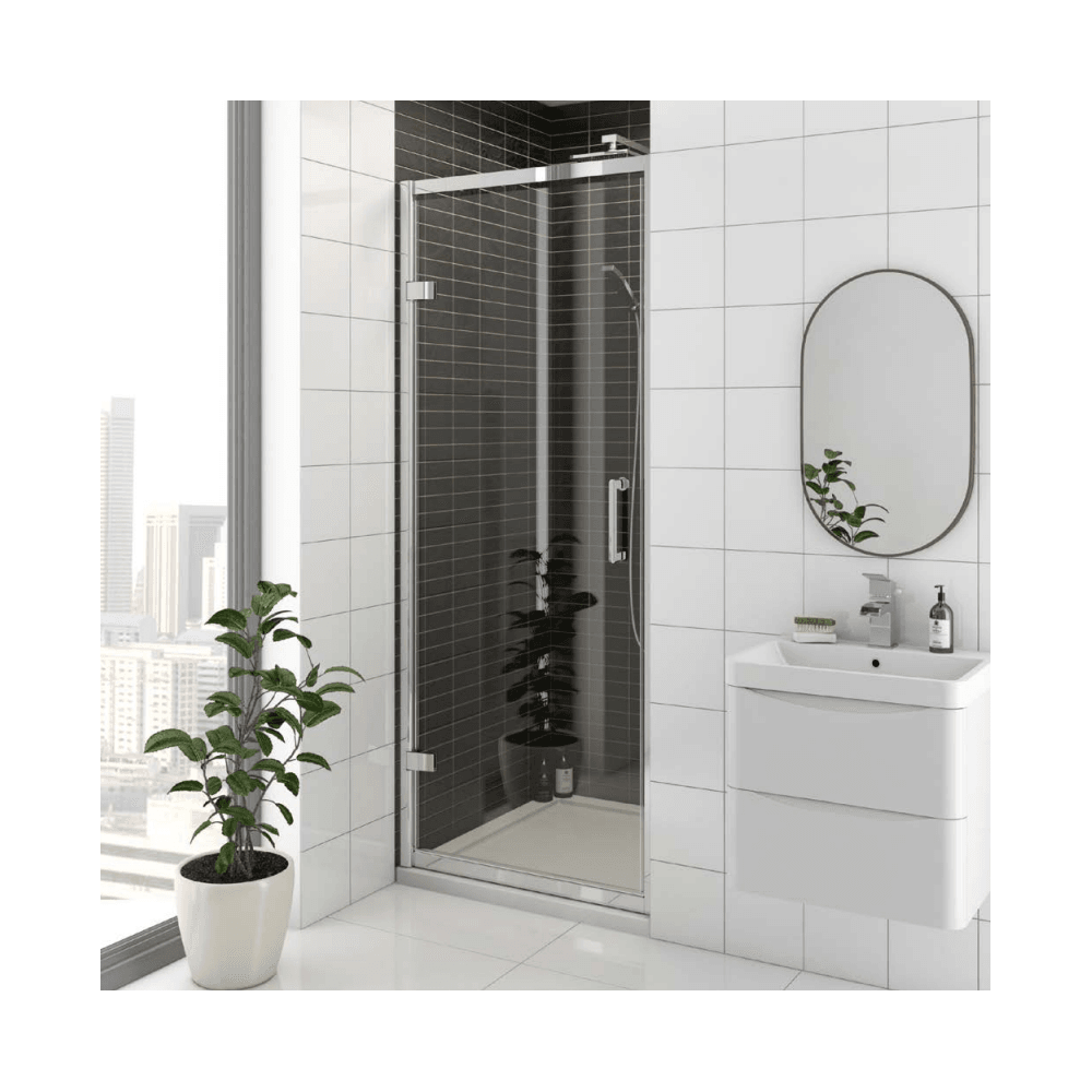 Kartell KV8 Chrome 800mm Hinged Shower Door 8mm Glass - EIGHT800HD - TAP 'N' SHOWER