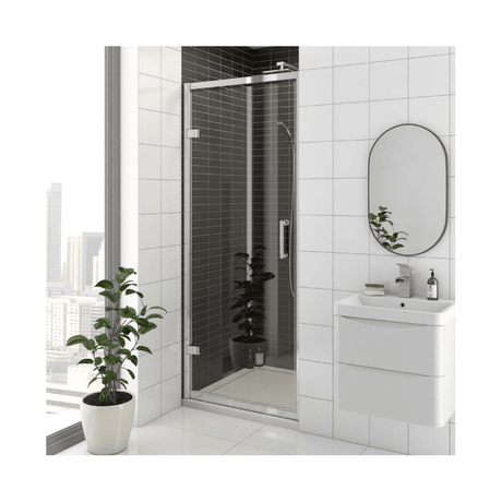 Kartell KV8 Chrome 800mm Hinged Shower Door 8mm Glass - EIGHT800HD - TAP 'N' SHOWER