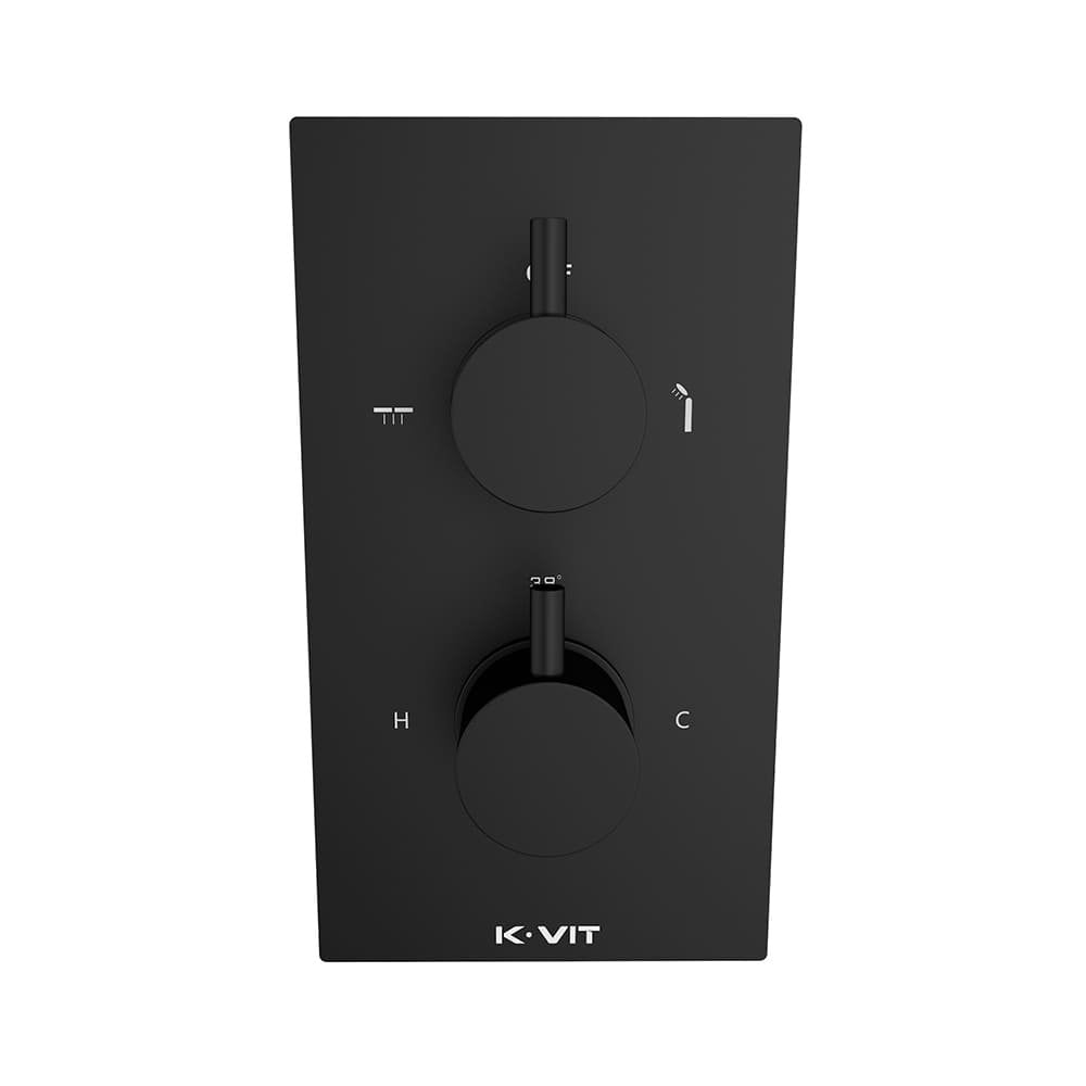 Kartell Nero Round Concealed Thermostatic Shower Valve with Diverter - Matt Black - SHO046NR - TAP 'N' SHOWER