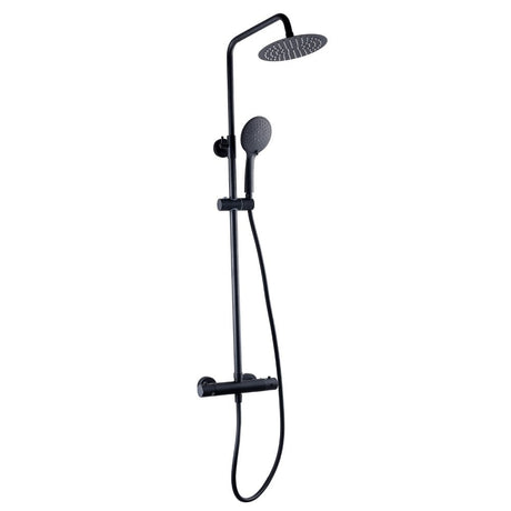 Kartell Nero Round Thermostatic Bar Shower w/ Drench Head & Handset - Matt Black - SHO052NR - TAP 'N' SHOWER