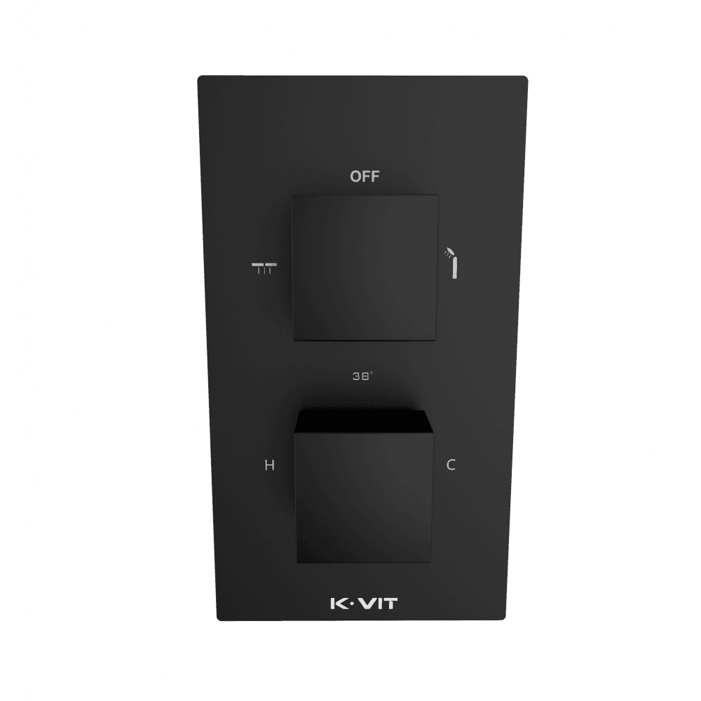 Kartell Nero Square Concealed Thermostatic Shower Valve with Diverter - Matt Black - SHO049NS - TAP 'N' SHOWER