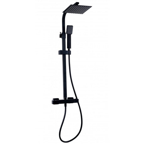 Kartell Nero Square Thermostatic Bar Shower w/ Drench Head & Handset - Matt Black - SHO050NS - TAP 'N' SHOWER