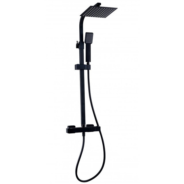 Kartell Nero Square Thermostatic Bar Shower w/ Drench Head & Handset - Matt Black - SHO050NS - TAP 'N' SHOWER