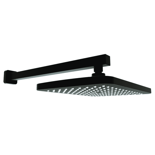 Kartell Nero Square Matt Black Wall Drench Shower Head and Wall Mounted Fixed Arm - Matt Black - SHO056NS - TAP 'N' SHOWER