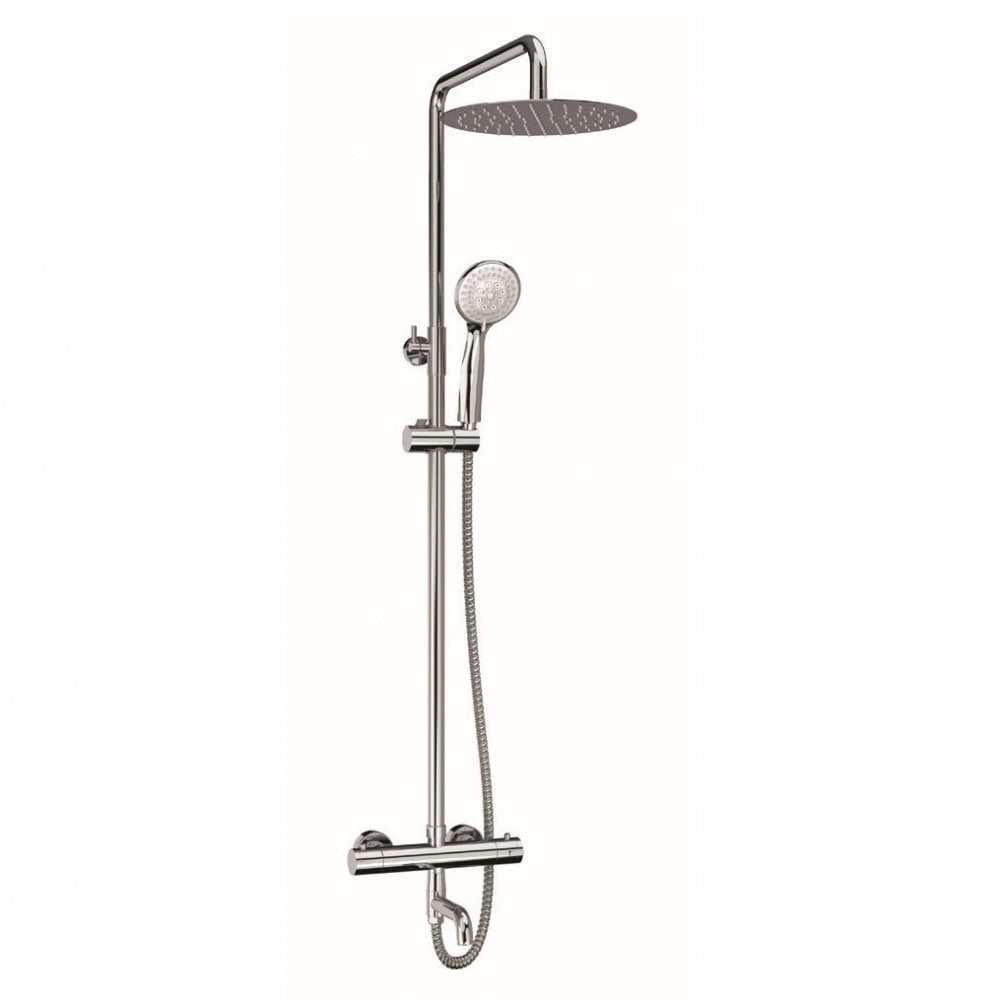 Kartell Plan Drencher Bar Shower with sliding handset and bath filler spout in chrome finish