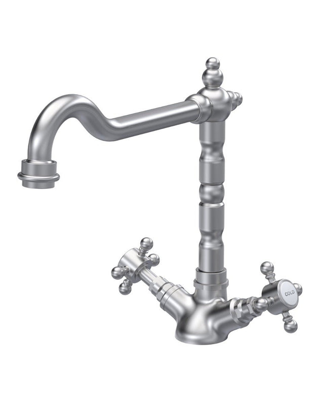 Launde Abbey French Classic Mono Sink Mixer Tap - Brushed Nickel - TAP 'N' SHOWER