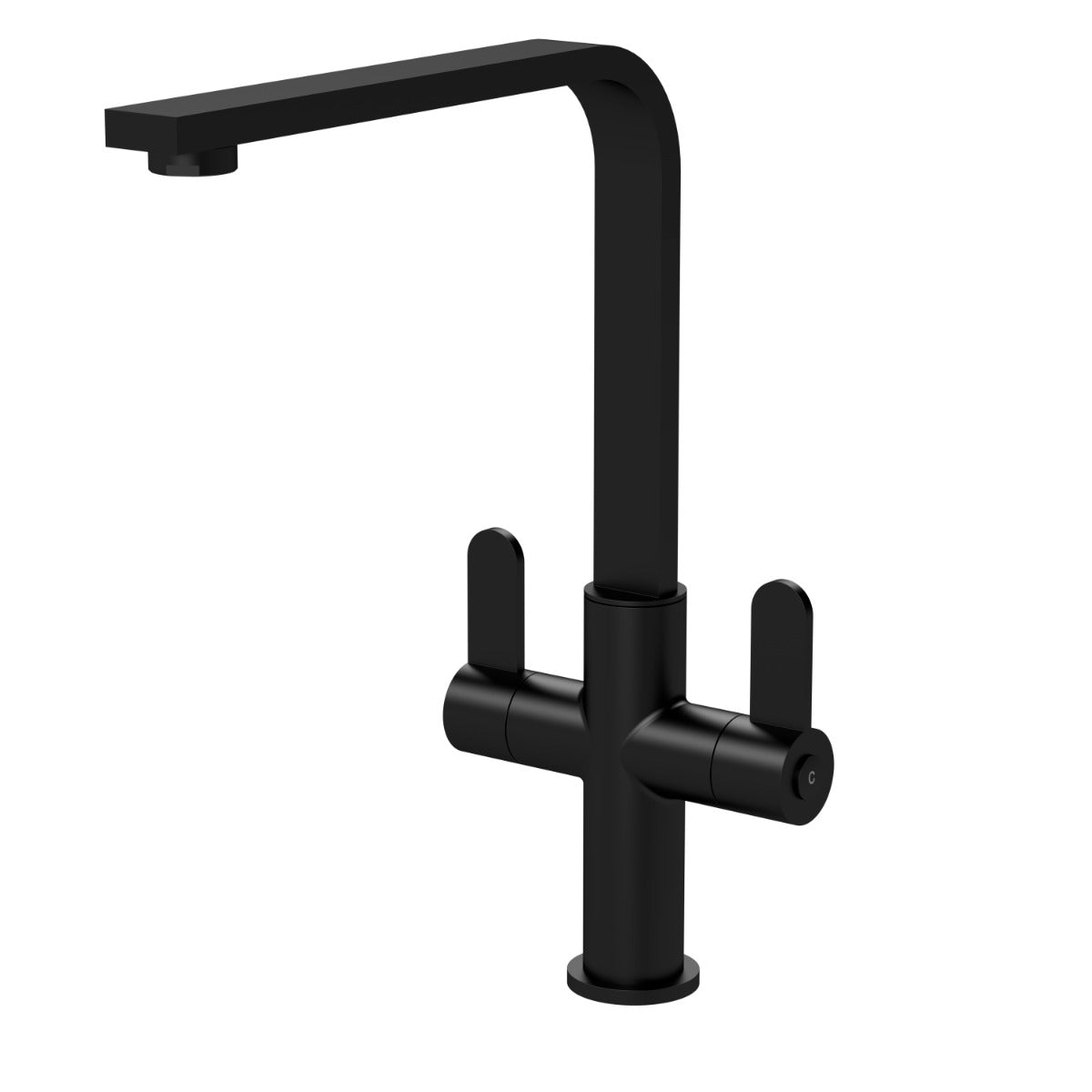 Launde Abbey Dual Lever Handle Mono Kitchen Sink Mixer Tap - Matt Black - TAP 'N' SHOWER