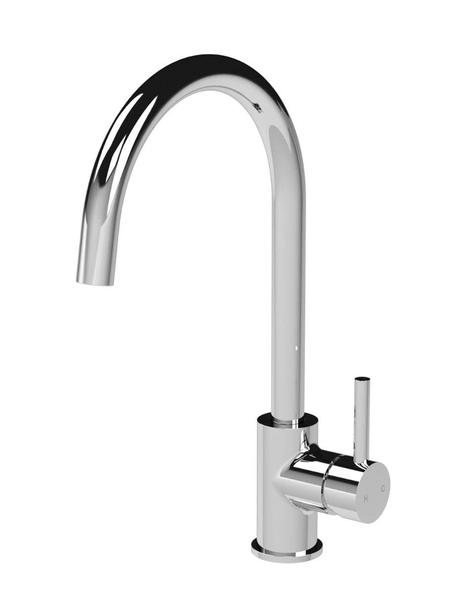 Launde Abbey Mono Kitchen Sink Mixer Tap Single Lever Handle - Chrome - TAP 'N' SHOWER