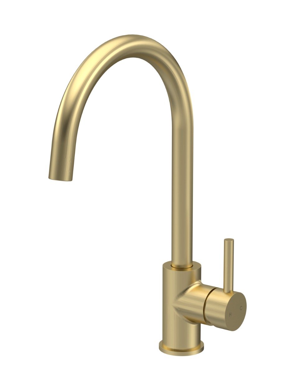 Launde Abbey Single Lever Handle Mono Kitchen Sink Mixer Tap - Brushed Brass - TAP 'N' SHOWER
