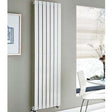 Kartell K-Rad Boston tall white vertical designer radiator installed in modern bathroom interior