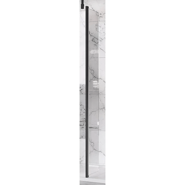 Roman Liberty 243mm Return 2000mm High Grid Black Wetroom Screen with Wall Arm Support - KLSPM3GPB - TAP 'N' SHOWER