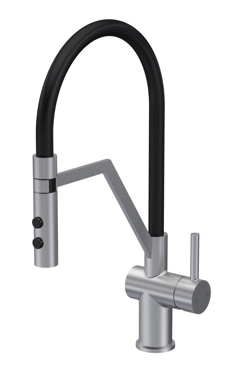 Launde Abbey Ravi Mono Kitchen Sink Mixer Tap Single Lever Handle - Brushed Nickel - TAP 'N' SHOWER