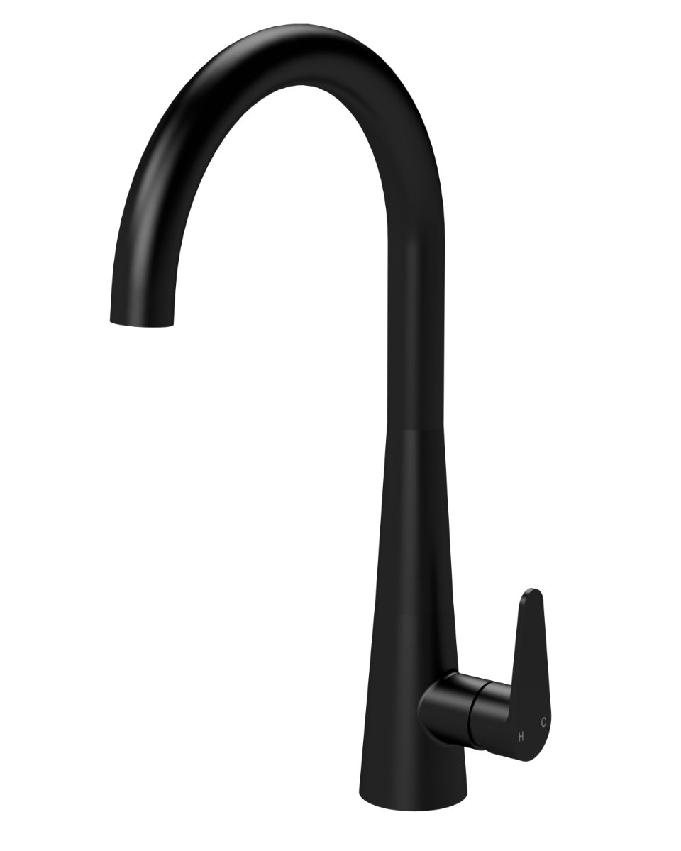 Launde Abbey 1Tap Hole Single Lever Handle Mono Kitchen Sink Mixer Tap - Matt Black - TAP 'N' SHOWER