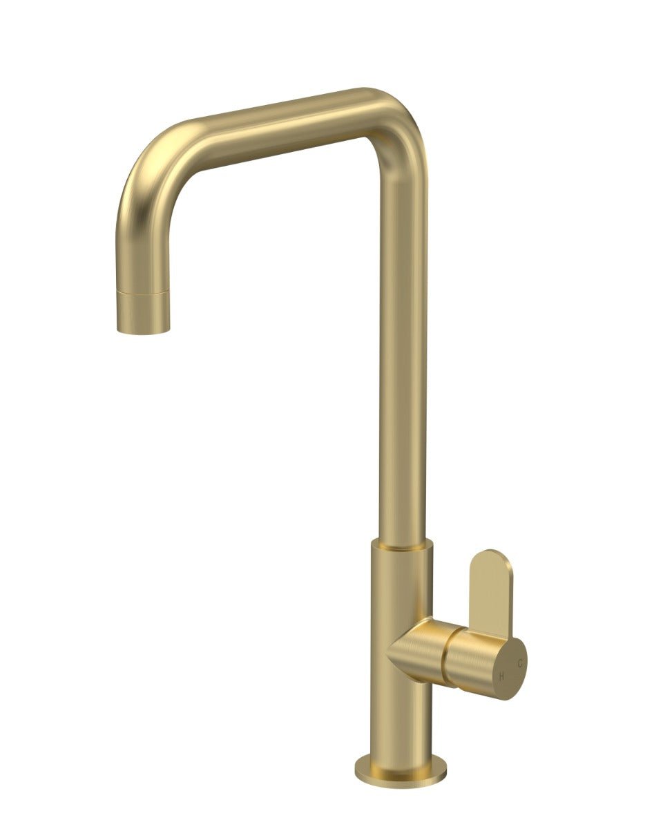 Launde Abbey 1TH Single Lever Handle Mono Kitchen Sink Mixer Tap - Brushed Brass - TAP 'N' SHOWER