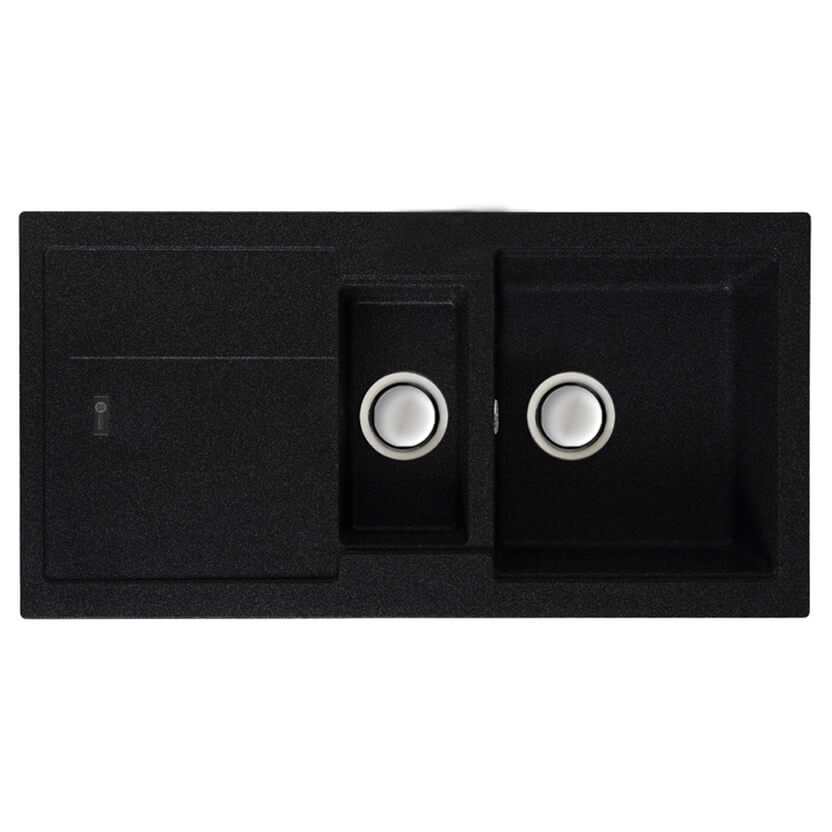 CARRON PHOENIX BALI 150 jet black granite 1.5 bowl kitchen sink with durable modern design