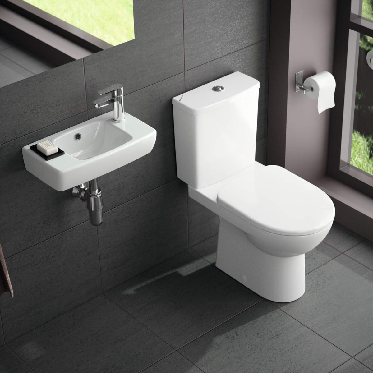 Geberit Selnova Compact RH Countertop Basin 450mm - White - 500.318.01.7 - TAP 'N' SHOWER