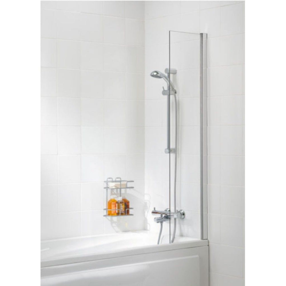 Lakes Classic 300mm x 1500mm Shower Curtain Silver Frame Bath Screen - 6mm Clear Glass - SS95S - TAP 'N' SHOWER