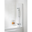 Lakes Classic 300mm x 1500mm Shower Curtain Silver Frame Bath Screen - 6mm Clear Glass - SS95S - TAP 'N' SHOWER