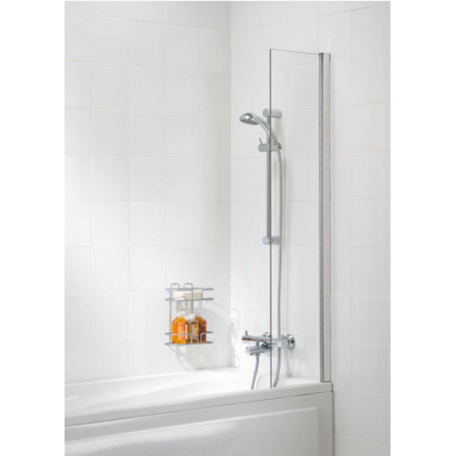 Lakes Classic 300mm x 1500mm Shower Curtain Silver Frame Bath Screen - 6mm Clear Glass - SS95S - TAP 'N' SHOWER