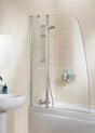 Lakes Classic Sculpted 1200mm x 1400mm Double Panel Hinged Silver Frame Bath Screen - 6mm Clear Glass - SS40S - TAP 'N' SHOWER